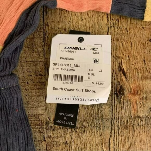 O’Neill Phaedra beach color block dress orange navy yellow pink size small - Picture 5 of 10